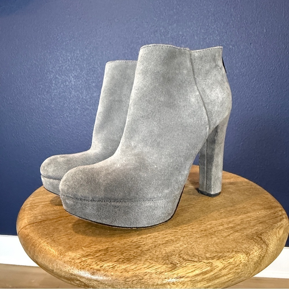 Michael Kors Gray Suede Heeled Ankle Boots Booties | Size 6.5
